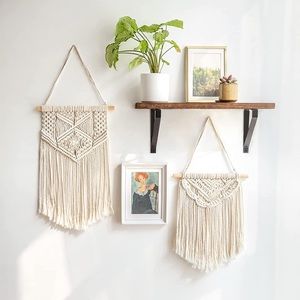 🎉HP🎉2 Pcs Boho Macrame Wall Hanging Art Woven Wall Decor, Boho Home Chic